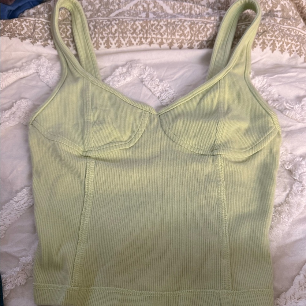 yellow ribbed tank top